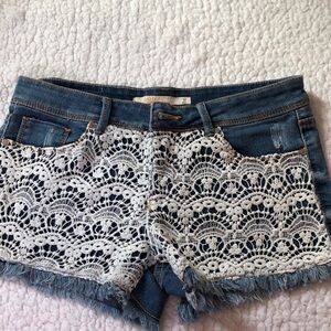 Women's Denim Lace Shorts